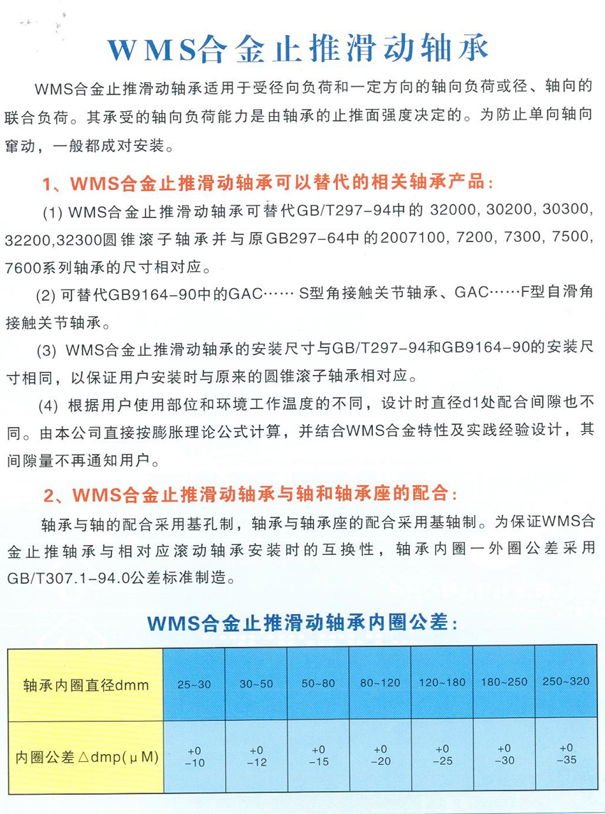 WMS合金止推滑動軸承